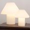 Vintage Mushroom Table Lamp With Satin White Murano Glass, Italy 11