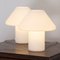Lámpara de mesa Mushroom vintage con cristal de Murano blanco satinado, Italia, Imagen 5