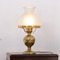 Vintage Messing Tischlampe mit doppeltem Lampenschirm 4