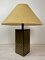 Lámpara de mesa vintage con base cúbica en negro y dorado, Imagen 7