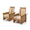 South African Colonial Armchairs in Wood & Straw, 1980s , Set of 2 3