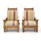 South African Colonial Armchairs in Wood & Straw, 1980s , Set of 2 2