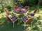 Danish Tubular Steel Teak Garden Table & Chairs from Daneline, 1960s, Set of 7 2