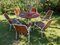 Danish Tubular Steel Teak Garden Table & Chairs from Daneline, 1960s, Set of 7 3