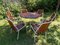 Danish Tubular Steel Teak Garden Table & Chairs from Daneline, 1960s, Set of 7 6