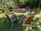 Danish Tubular Steel Teak Garden Table & Chairs from Daneline, 1960s, Set of 7, Image 6