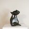 Stylized Cat Sculpture in Polychrome Ceramic from San Polo Venice 4