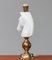 Lámpara de mesa italiana en forma de cabeza de caballo blanca de alabastro, años 70, Imagen 7