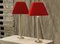 Lampade da tavolo con paralumi rossi, set di 2, Immagine 3