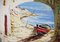 Puig, La playa del pueblo español, años 80, óleo sobre lienzo, enmarcado, Imagen 2