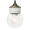 Lampes à Suspension Industrielles Vintage en Laiton et Porcelaine Blanche 3