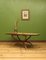 Grande Table Plateau Vintage en Laiton avec Socle Pliant en Bois, 1960s 3