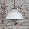 Lampes à Suspension Industrielles Vintage en Verre Opalin en Fonte et Émail Blanc 6