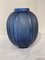 Vase Art Déco en Verre Bleu 1