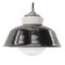 Black Enamel Vintage Industrial Cast Iron Porcelain Opaline Glass Pendant Lights 1