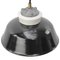 Black Enamel Vintage Industrial Cast Iron Porcelain Opaline Glass Pendant Lights 2