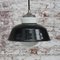 Lampes à Suspension Industrielles Vintage en Verre Opalin en Fonte et Émail Noir 7
