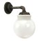 Vintage Industrial White Porcelain and Opaline Glass Sconce 3