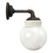 Vintage Industrial White Porcelain and Opaline Glass Sconce, Image 1