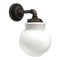 Vintage Industrial White Porcelain and Opaline Glass Sconce, Image 2