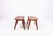 Tabourets Mid-Century en Teck Massif, 1950s, Set de 2 7