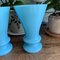 Blaue Opalglas Vasen, 2er Set 8