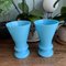 Blaue Opalglas Vasen, 2er Set 9