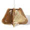 Modern French Golden Wood Straw Wooden Hanging Lamp, 1960s 2