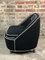 Fauteuil Rétro Vintage en Velours Noir avec Bordure Blanche, 1980s 2