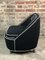 Vintage Retro Lounge Chair in Black Velvet with White Trim, 1980s, Image 2