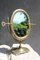 Art Nouveau Italian Brass Oval Table Mirror, Image 5