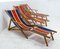 French Folding Deck Lounge Chairs Beech & Fabric, Set of 3 4
