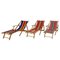 French Folding Deck Lounge Chairs Beech & Fabric, Set of 3, Image 1