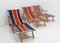 French Folding Deck Lounge Chairs Beech & Fabric, Set of 3 3