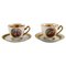 2 Coffee Cups & Saucers Decorated with Flowers from Royal Copenhagen, Set of 4, Image 1