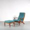 GE290 Chair with Ottoman by Hans J. Wegner for Getama, Denmark, 1950s, Set of 2 1