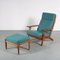 GE290 Chair with Ottoman by Hans J. Wegner for Getama, Denmark, 1950s, Set of 2 2