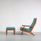 GE290 Chair with Ottoman by Hans J. Wegner for Getama, Denmark, 1950s, Set of 2 3