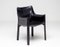 Black Leather Cab Armchair by Mario Bellini for Cassina 3