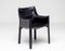 Fauteuil Cab en Cuir Noir par Mario Bellini pour Cassina 3