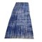 Turkish Overdyed Blue Narrow Runner Rug in Wool 5