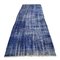 Turkish Overdyed Blue Narrow Runner Rug in Wool, Image 1