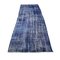 Turkish Overdyed Blue Narrow Runner Rug in Wool 7