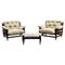 Mid-Century Modern Brazilian Easy Chairs and Ottoman by Jean Gillon for Italma W, Set of 3 1