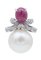 South Sea Pearls & Rubies with Diamonds & Platinum Earrings, Set of 2 2