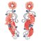 Coral & Diamonds with blue Sapphires, Pearls &14 Karat White Gold Dangle Earrings, Set of 2, Image 1
