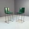 Italian Modern Chromed Metal & Green Wood High Stools, 1980s, Set of 3 15