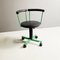 Italian Modern Green Swivel Chair on Wheels, 1980s 5