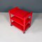 Italian Modern Red Plastic Trolley With Three Shelves & Wheels, 1980s, Image 4