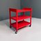 Italian Modern Red Plastic Trolley With Three Shelves & Wheels, 1980s 5